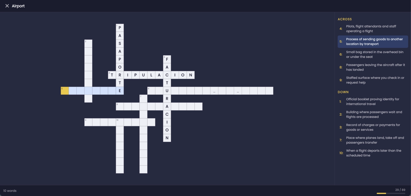 Crossword challenge in chat