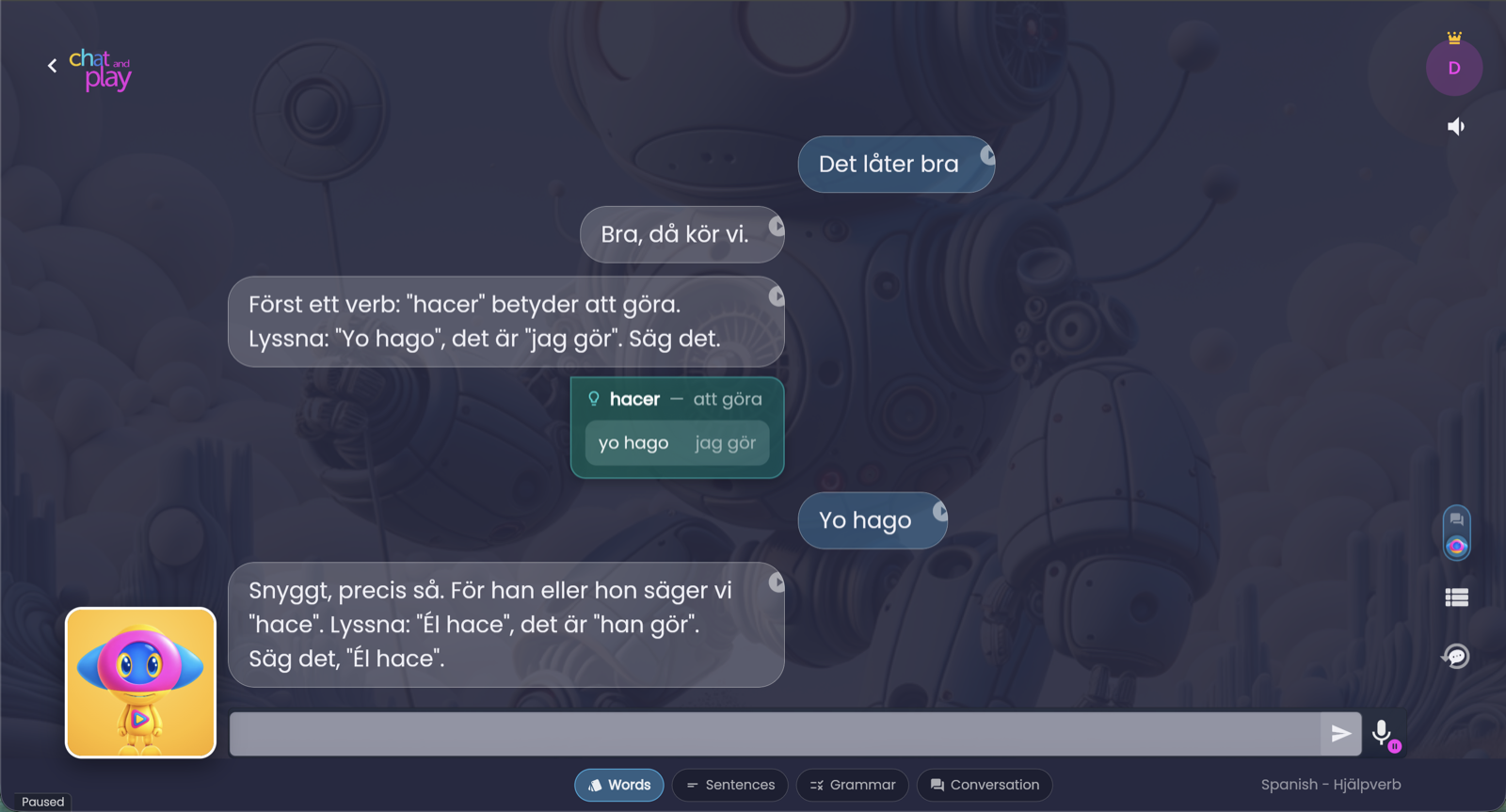 Live Tutor in Chat and Play